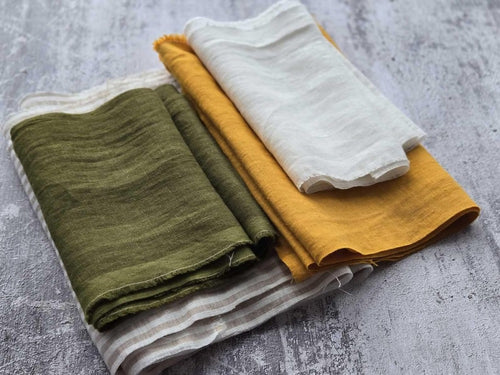 Linen Fabric Scraps: 2.2 lb Zero Waste Offcuts for Patchwork